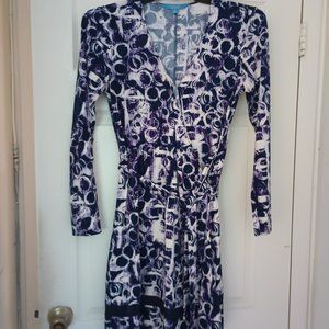 Vera Wang Purple and White Wrap Dress